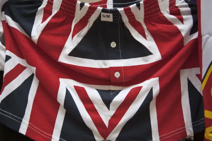 Framed Print : Union Jack boxer shorts, London, England Framed Print : Union Jack boxer shorts, London, England