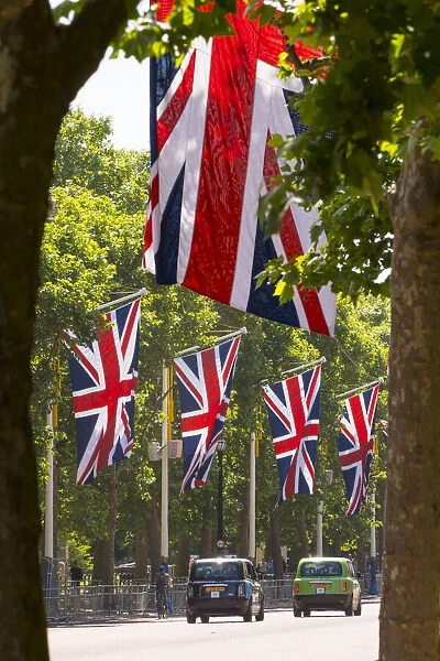 Union Jack flags along The Mall, London, England, UK