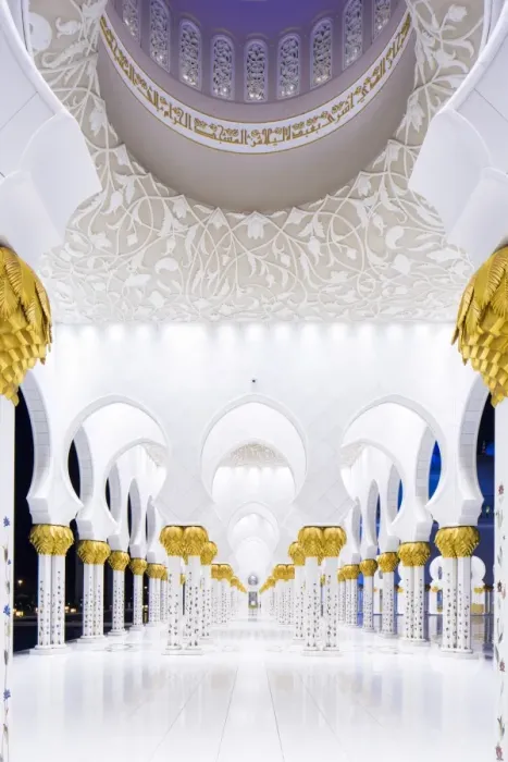 Framed Print : United Arab Emirates, Abu Dhabi. The beautiful date palm-styled column capitals of Framed Print : United Arab Emirates, Abu Dhabi. The beautiful date palm-styled column capitals of