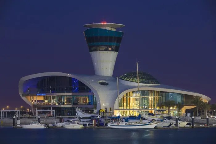 Framed Print : United Arab Emirates, Abu Dhabi, Yas Island, Yas Marina, Cipriani Italian restaurant