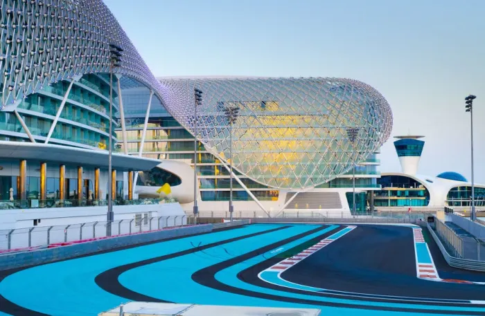 Framed Print : United Arab Emirates, Abu Dhabi, Yas Island, The Yas Hotel and Yas Marina Grand Prix Framed Print : United Arab Emirates, Abu Dhabi, Yas Island, The Yas Hotel and Yas Marina Grand Prix