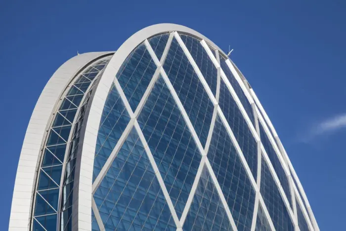 Framed Print : United Arab Emirates, Abu Dhabi, Al Raha, View of Aldar Headquarters - he first circular Framed Print : United Arab Emirates, Abu Dhabi, Al Raha, View of Aldar Headquarters - he first circular