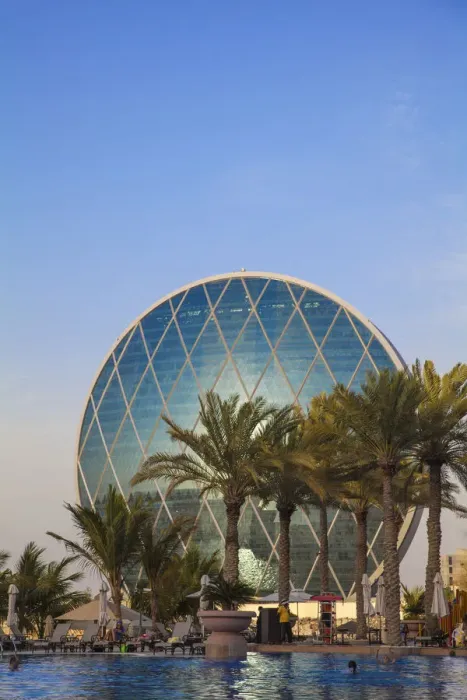 Framed Print : United Arab Emirates, Abu Dhabi, Al Raha, View of Aldar Headquarters - the first circular Framed Print : United Arab Emirates, Abu Dhabi, Al Raha, View of Aldar Headquarters - the first circular