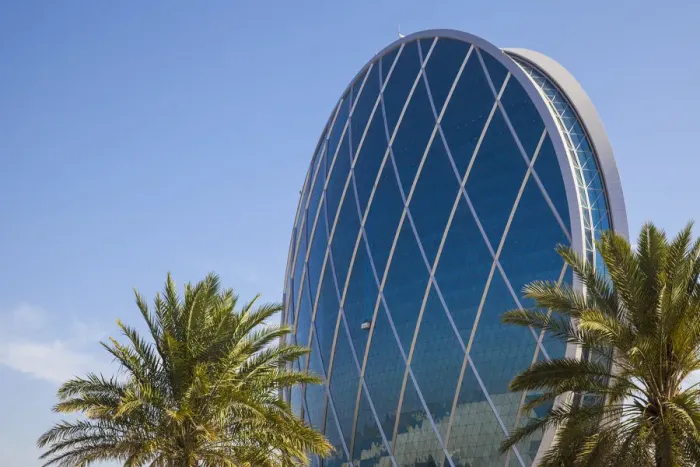 Framed Print : United Arab Emirates, Abu Dhabi, Al Raha, View of Aldar Headquarters - he first circular Framed Print : United Arab Emirates, Abu Dhabi, Al Raha, View of Aldar Headquarters - he first circular