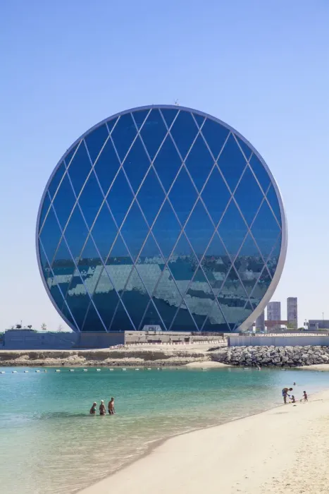 Framed Print : United Arab Emirates, Abu Dhabi, Al Raha, View of Aldar Headquarters - the first circular Framed Print : United Arab Emirates, Abu Dhabi, Al Raha, View of Aldar Headquarters - the first circular