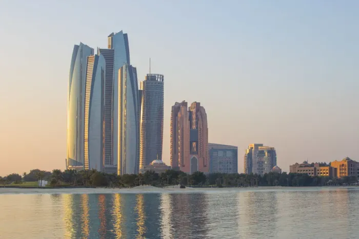 Framed Print : United Arab Emirates, Abu Dhabi, View of Etihad Towers, Grand Hyatt, and Bab Al Aasr Framed Print : United Arab Emirates, Abu Dhabi, View of Etihad Towers, Grand Hyatt, and Bab Al Aasr