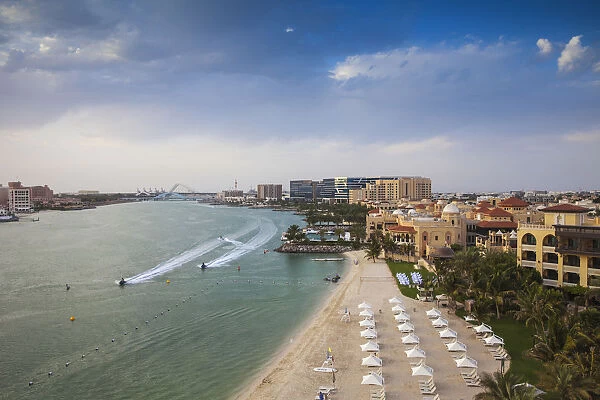 United Arab Emirates, Abu Dhabi, Khor Al Maqta, View of Canal and private beach of
