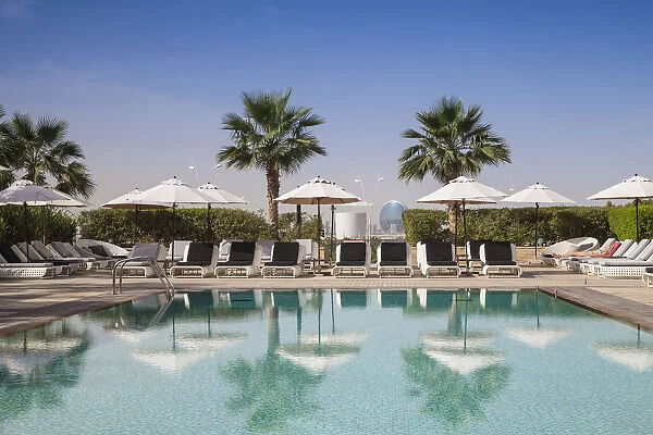 United Arab Emirates, Abu Dhabi, Yas Island, Swimming pool at Hotel Centro with view