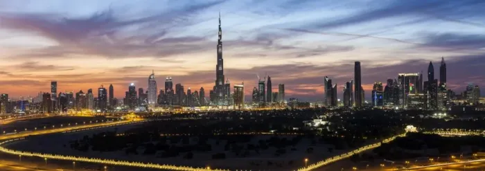 Framed Print : United Arab Emirates, Dubai, elevated view of the new Dubai skyline, the Burj Khalifa
