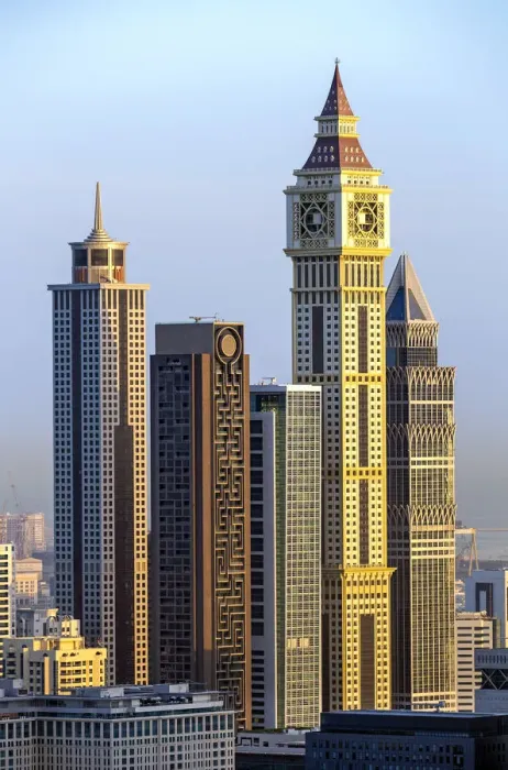 Framed Print : United Arab Emirates, Dubai, Sheikh Zayed Rd, traffic and new high rise buildings