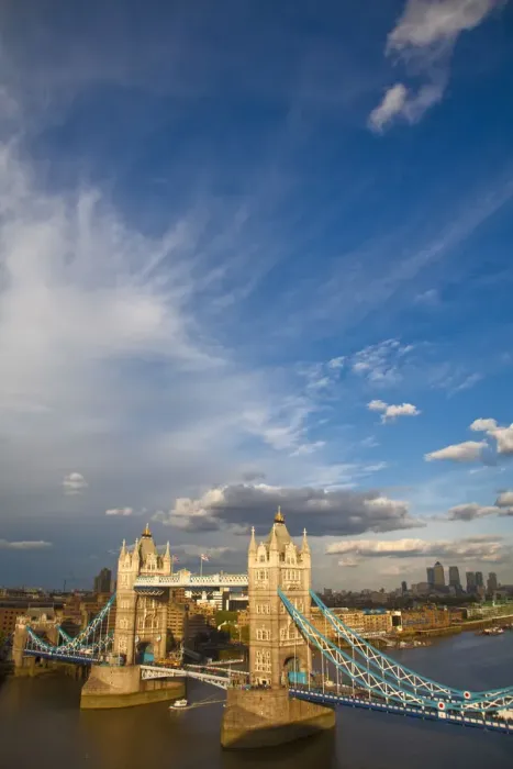 Framed Print : United Kingdom, Endland, London, View of River Thames, Tower Bridge and Canary Wharf