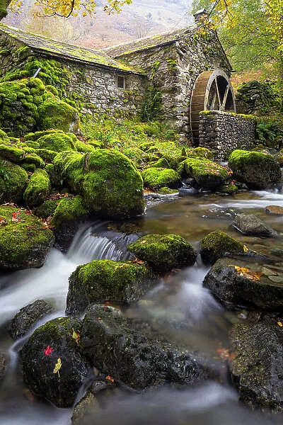 United Kingdom, England, Cumbria, Lake District, Borrowdale. A disused Water Mill close to the village of Seatoller