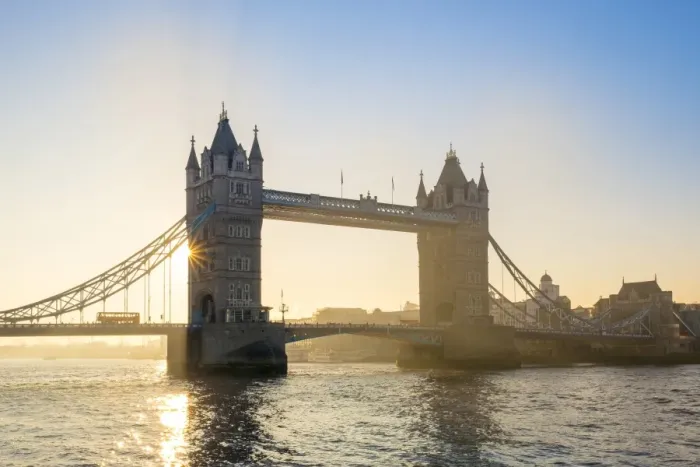 Framed Print : United Kingdom, England, London. Early morning sun rising behind Tower Bridge over Framed Print : United Kingdom, England, London. Early morning sun rising behind Tower Bridge over