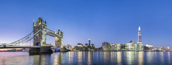 United Kingdom, England, London. Tower Bridge and modern skyline of Southwark on the