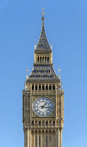 United Kingdom, England, London. Clock tower of Big Ben (Elizabeth Tower), which stands