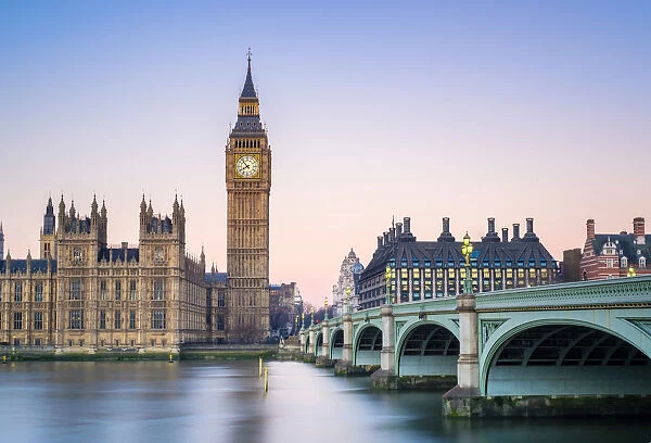 United Kingdom, England, London. Westminster Bridge in front of Palace of Westminster