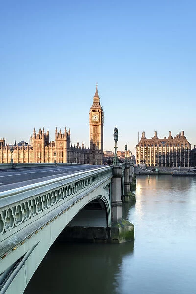 United Kingdom, England, London. Westminster Bridge in front of Palace of Westminster