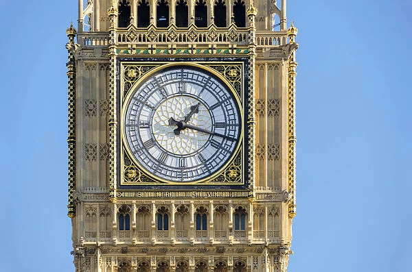 United Kingdom, England, London. Clock face of Big Ben (Elizabeth Tower), which stands