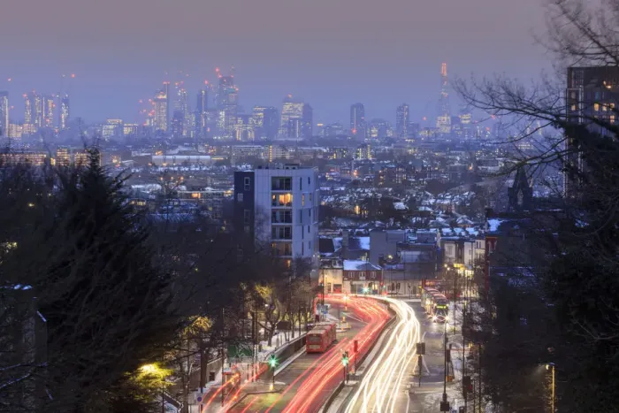 Framed Print : United Kingdom, England, London, Archway, elevated view of the skyline of London showing Framed Print : United Kingdom, England, London, Archway, elevated view of the skyline of London showing