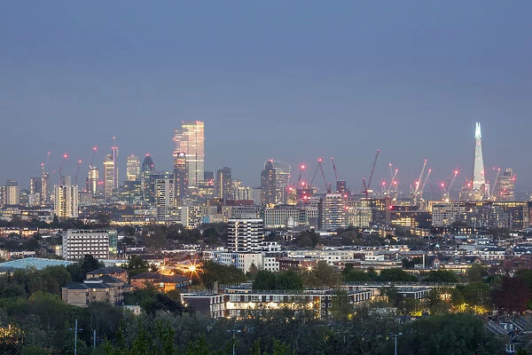 United Kingdom, England, London, View of the City of London skyline from Parliament Hill