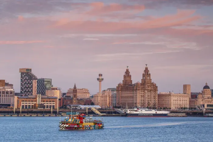 Framed Print : United Kingdom, England, Merseyside, Liverpool, Mersey ferry and Liverpool skyline Framed Print : United Kingdom, England, Merseyside, Liverpool, Mersey ferry and Liverpool skyline