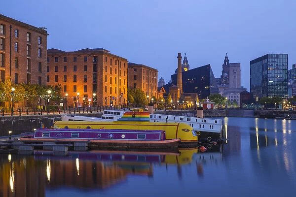 United Kingdom, England, Merseyside, Liverpool, Salthouse Dock, View of docks looking