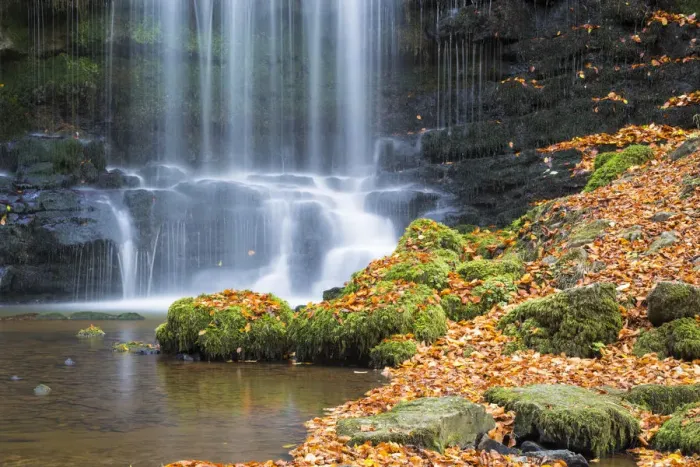 Framed Print : United Kingdom, England, North Yorkshire, Settle, Scaleber Force in Autumn