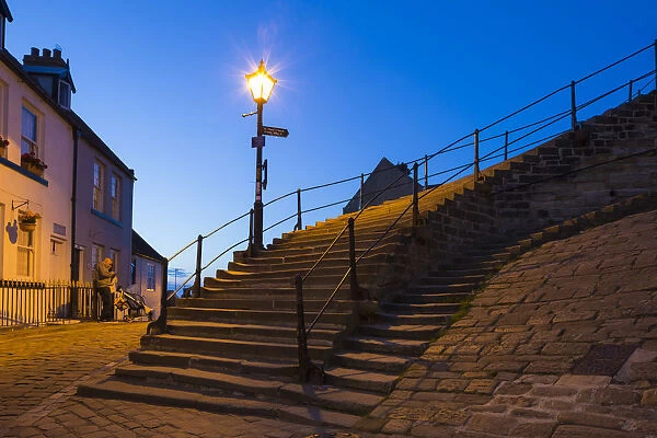 United Kingdom, England, North Yorkshire, Whitby. The start of the 199 Steps
