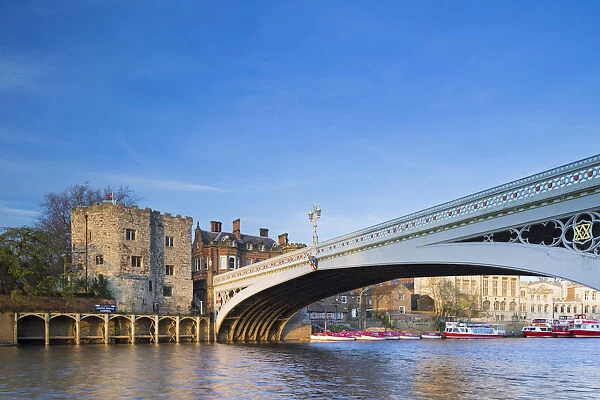 United Kingdom, England, North Yorkshire, York. Tour boats by Lendal Bridge