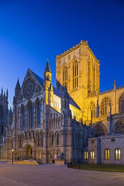 United Kingdom, England, North Yorkshire, York. The Minster at dusk