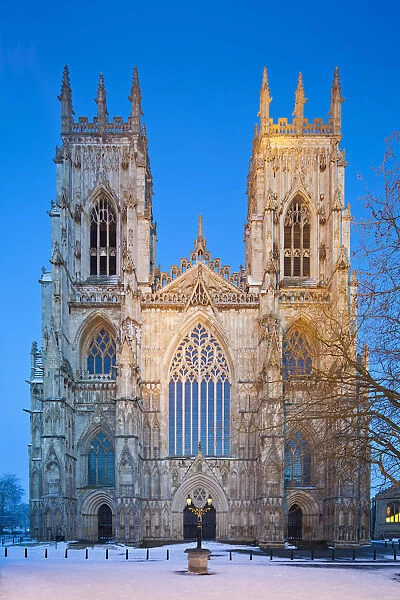 United Kingdom, England, North Yorkshire, York. The West Face of York Minster in Winter