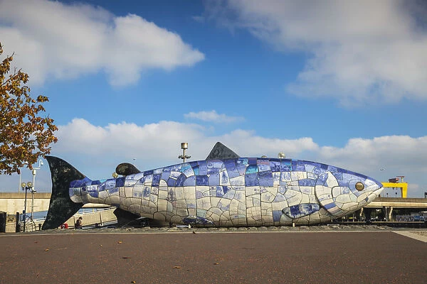 United Kingdom, Northern Ireland, Belfast, The Big Fish sculpture by John Kindness