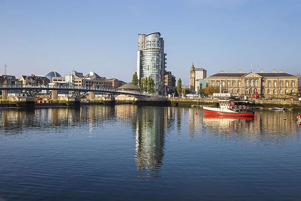 United Kingdom, Northern Ireland, Belfast, The Boat building on the Lagan riverfront