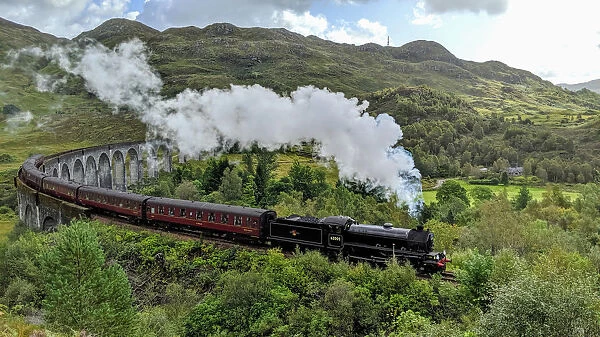 United Kingdom, Scotland, Harry Potter train, Jacobite steam train and Glenfinnan viaduct