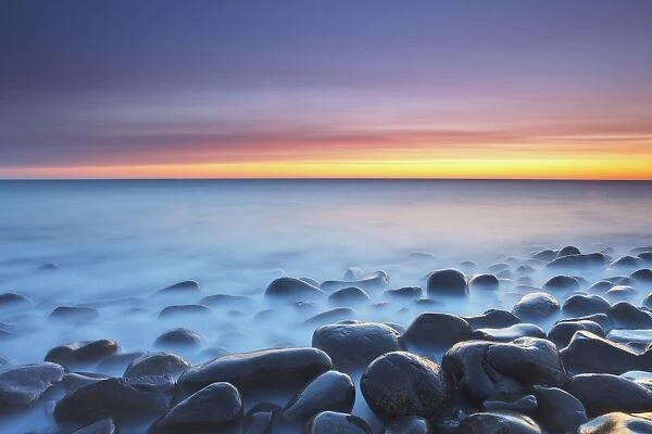 United Kingdom, UK, Northumberland, Sunrise at Dunstanburgh Beach