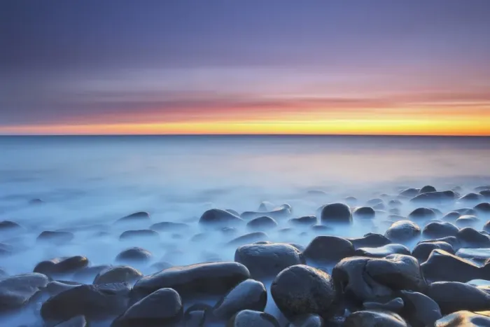Framed Print : United Kingdom, UK, Northumberland, Sunrise at Dunstanburgh Beach