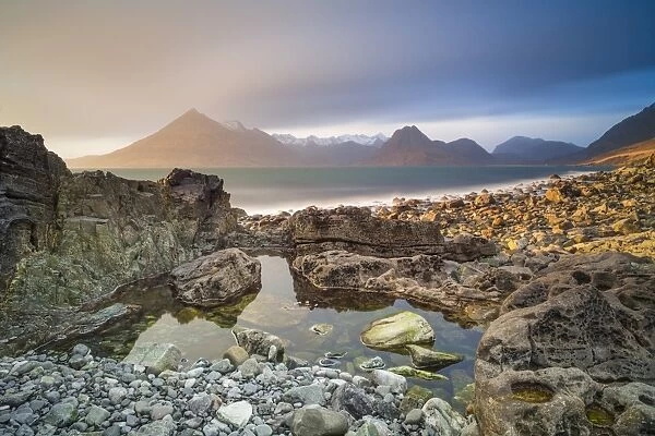 United Kingdom, UK, Scotland, Inner Hebrides, The Cuillin Hills view from Elgol Beach