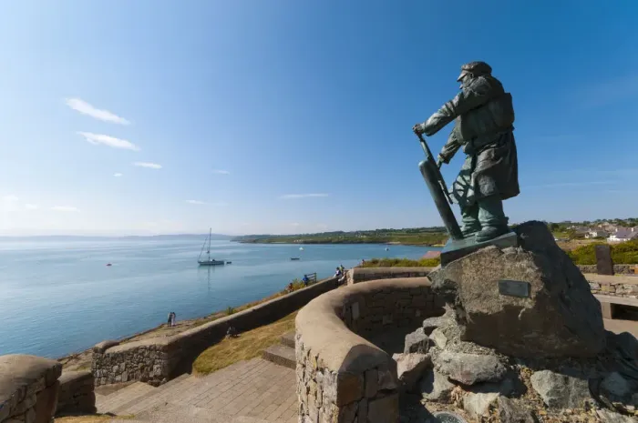 Framed Print : United Kingdom, Wales, Gwynedd, Anglesey, Moelfre, Dic Evans Statue at Moelfre Lifeboat Framed Print : United Kingdom, Wales, Gwynedd, Anglesey, Moelfre, Dic Evans Statue at Moelfre Lifeboat