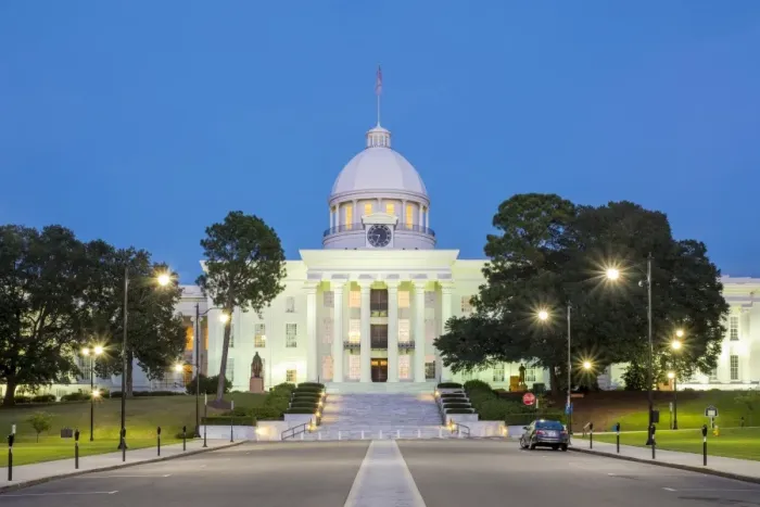 Framed Print : United States, Alabama, Montgomery. Alabama State Capitol building at dusk, former Framed Print : United States, Alabama, Montgomery. Alabama State Capitol building at dusk, former