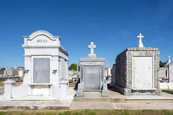 United States, Louisiana, New Orleans. Historic above-ground graves in Greenwood Cemetery