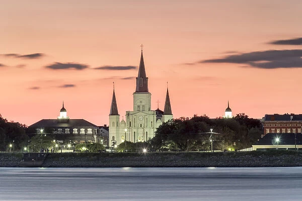 United States, Louisiana, New Orleans. New Orleans skyline, view of Saint Louis Cathedral