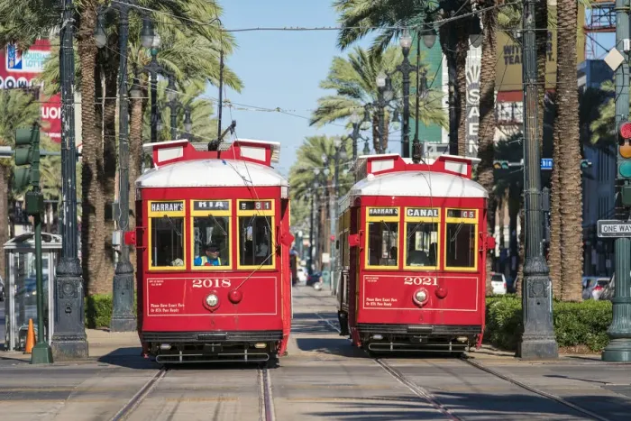 Framed Print : United States, Louisiana, New Orleans. Canal Street streetcar line in the French Quarter
