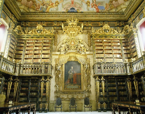 The Universitys Library (18th century) in Coimbra, built by king John V, Portugal