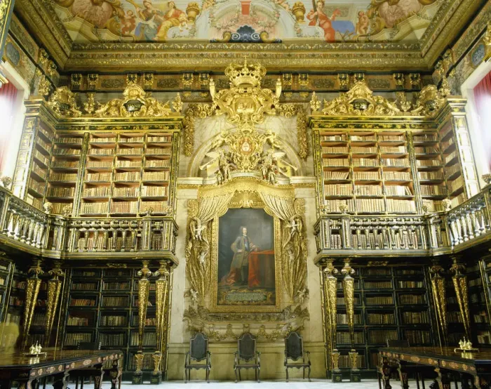Framed Print : The Universitys Library (18th century) in Coimbra, built by king John V, Portugal