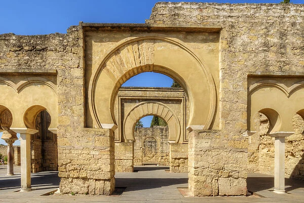 Upper basilical hall or Dar al-Jund, Medina Azahara archeological site, Cordoba, Andalusia