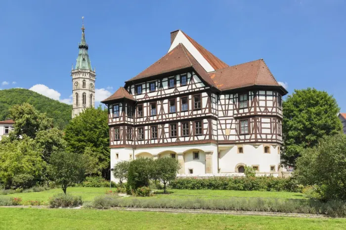 Framed Print : Urach Castle and collegiate church, Bad Urach, Swabian Alps, Baden-Wurttemberg, Germany