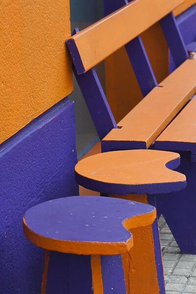 Uruguay, Colonia del Sacramento, cafe seating, Calle Collegio