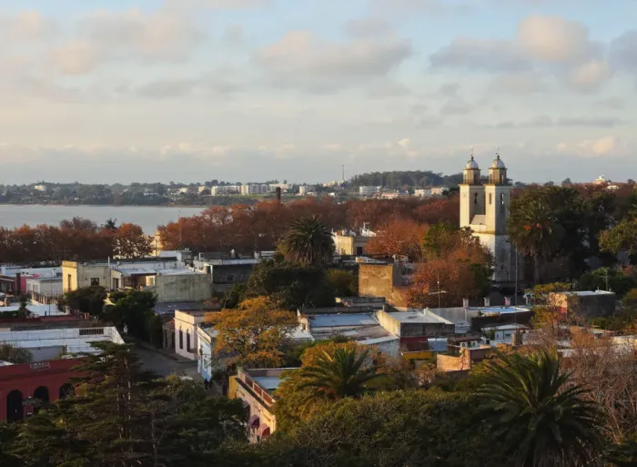 Framed Print : Uruguay, Colonia Department, Colonia del Sacramento, Elevated view of the historic