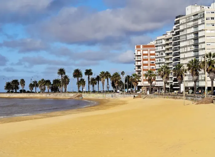 Framed Print : Uruguay, Montevideo, View of the Pocitos Beach on the River Plate Framed Print : Uruguay, Montevideo, View of the Pocitos Beach on the River Plate