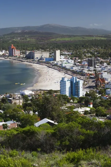 Framed Print : Uruguay, Piriapolis, resort town from Cerro San Antonio hill, morning